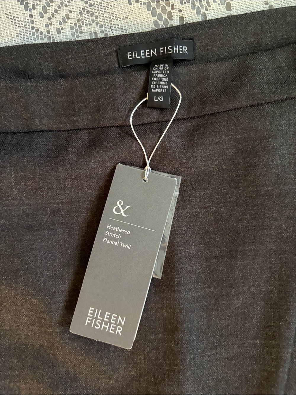 Eileen Fisher Heathered Stretch Flannel Twill Wool Sarong Pants in Charcoal Grey - Picture 4 of 10